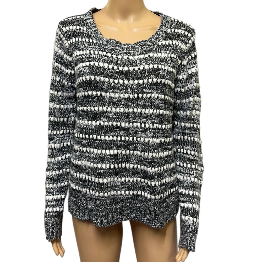 Creazioni Effeci Black White Knit Acrylic scoop Neck Imported Sweater Womens L